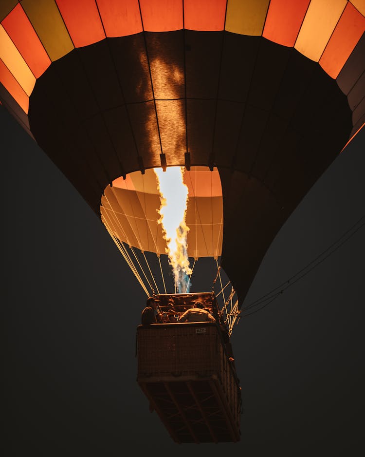 View Of Basket Of Heated Air Balloon Hovering