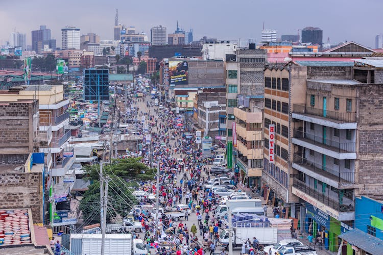 An Aerial Shot Of A Crowded Street