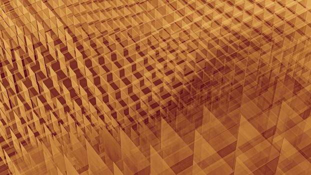 A captivating abstract artwork featuring layered geometric shapes in warm orange tones.