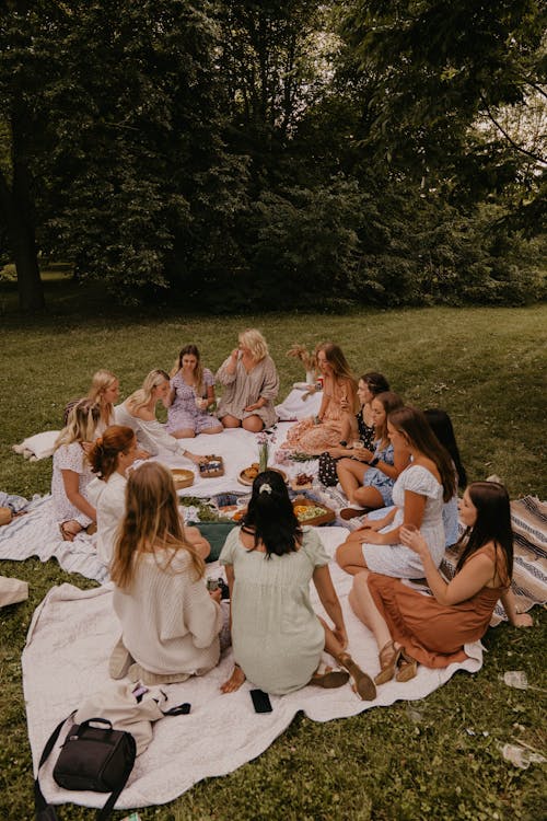 Group of Women Having a Picnic in a Park