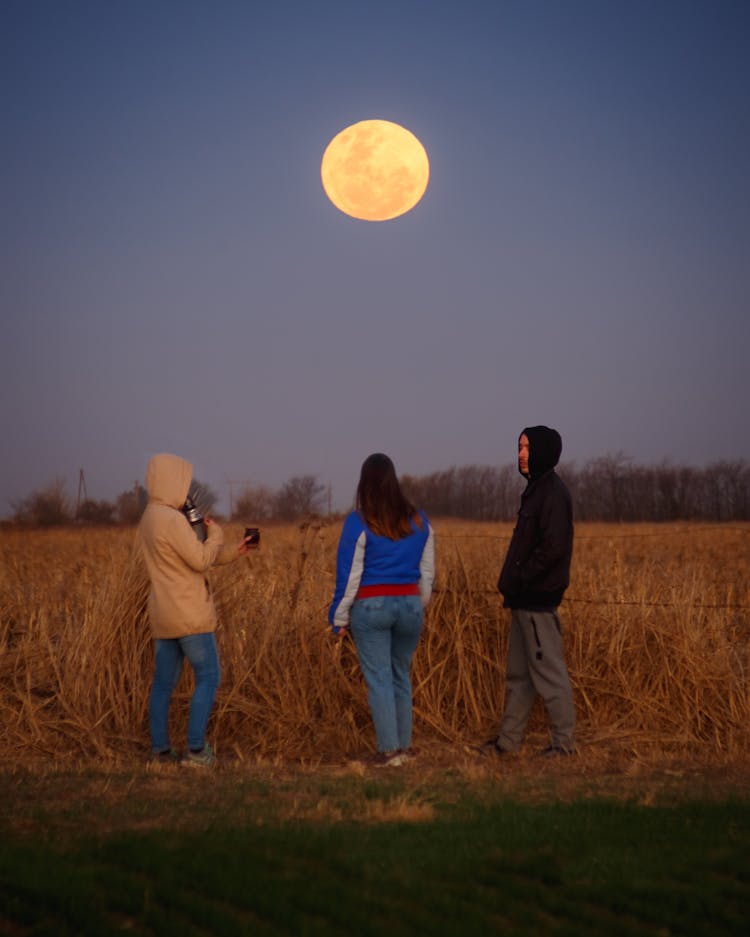 Group Of People In The Farm Field