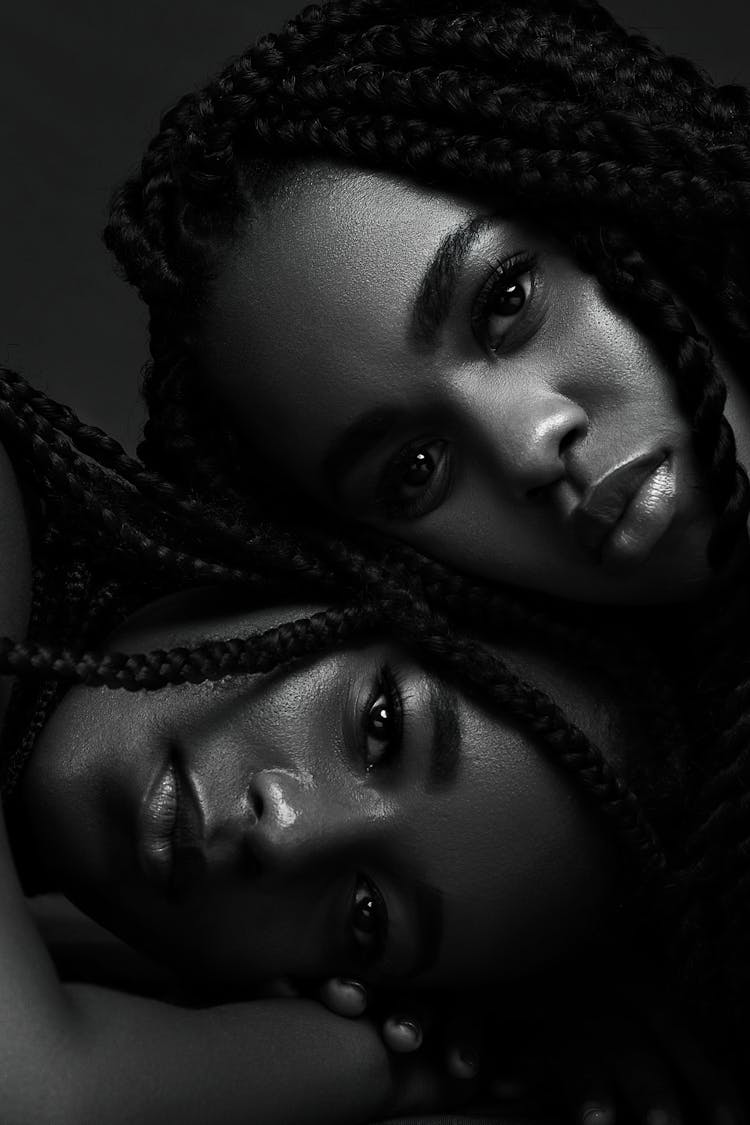 Monochrome Portrait Of Two Women