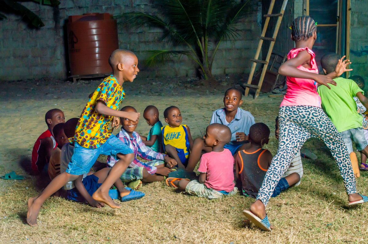 African children playing outdoors