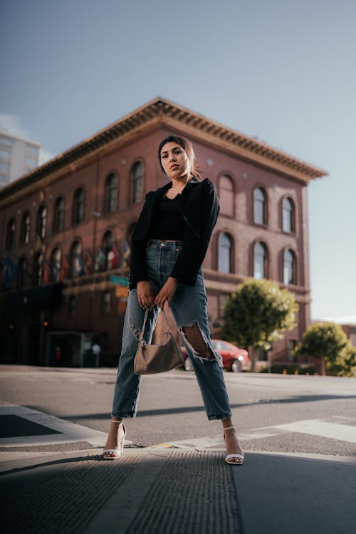 Woman with Bag near Street