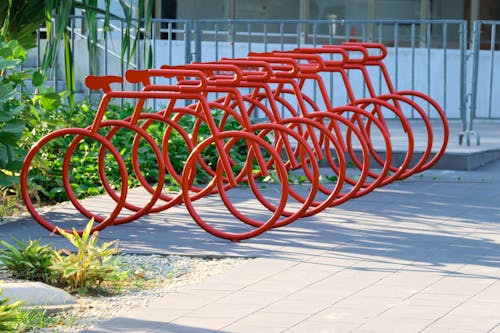 Red Bike Stand in Shape of Bicycles