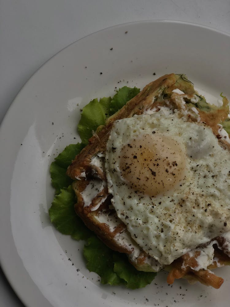 Sunny-Side Up Egg On Top Of A Waffle