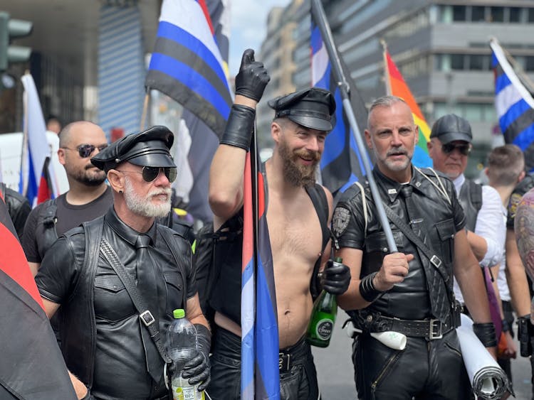 Men In Black Leather Clothing Joining A Parade