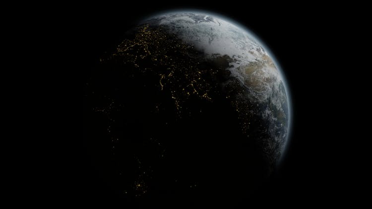 Planet Earth In Black Background