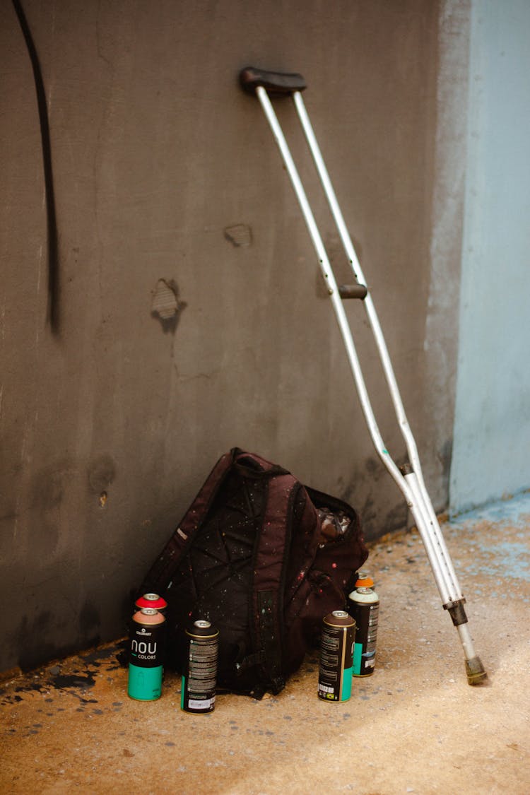 A Crutch Leaning On A Wall