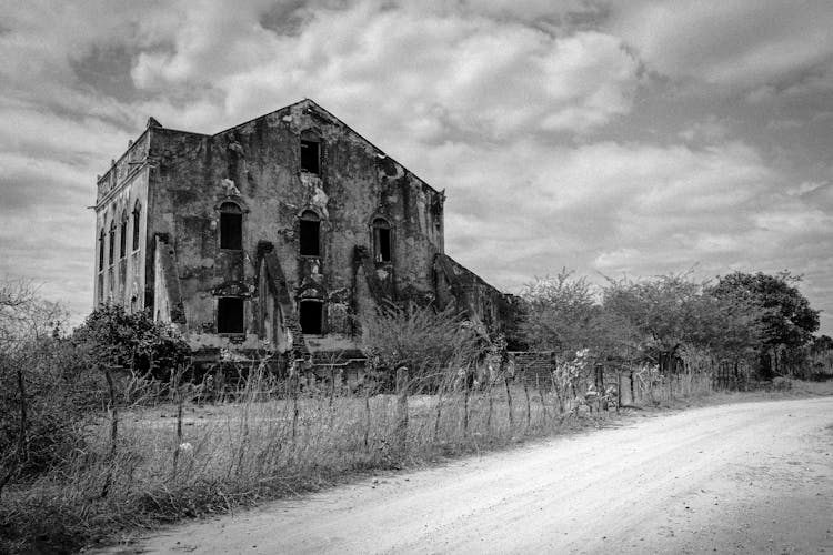 Abandoned Broken House On A Countryside 