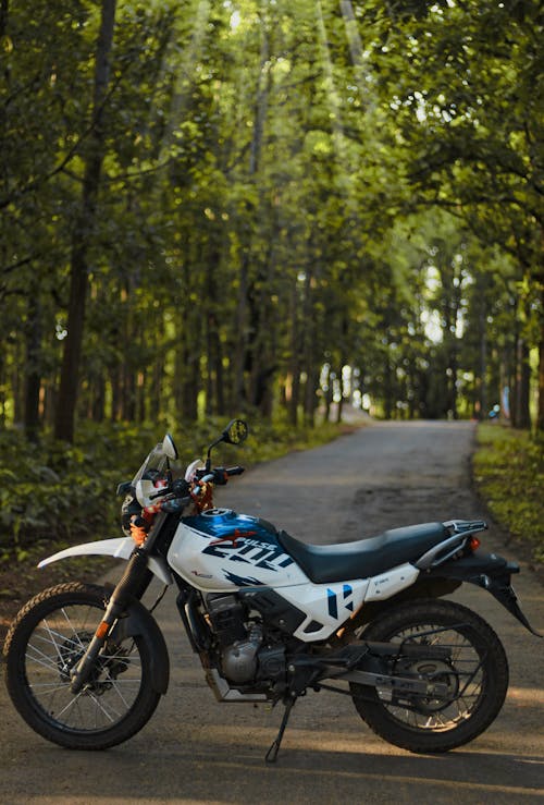 A Motorcycle Parked on the Road