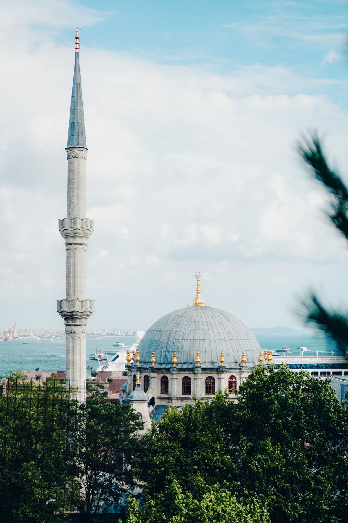 Błękitny Meczet w Stambule z widocznymi minaretami i kopułą