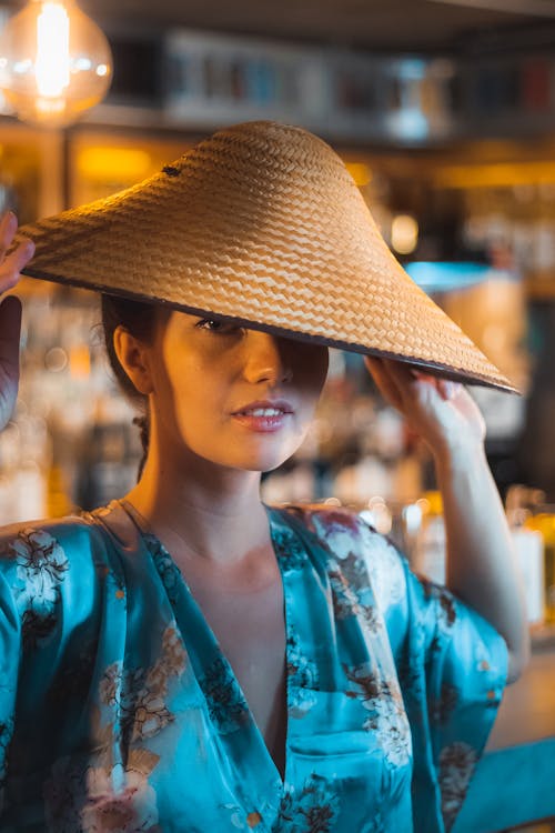 Free Woman Wearing a Conical Hat Stock Photo