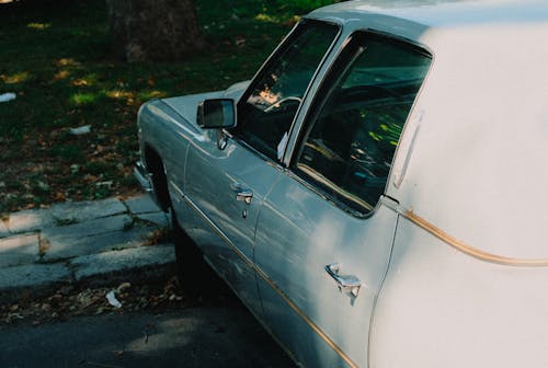 Close Up Shot of a White Car 