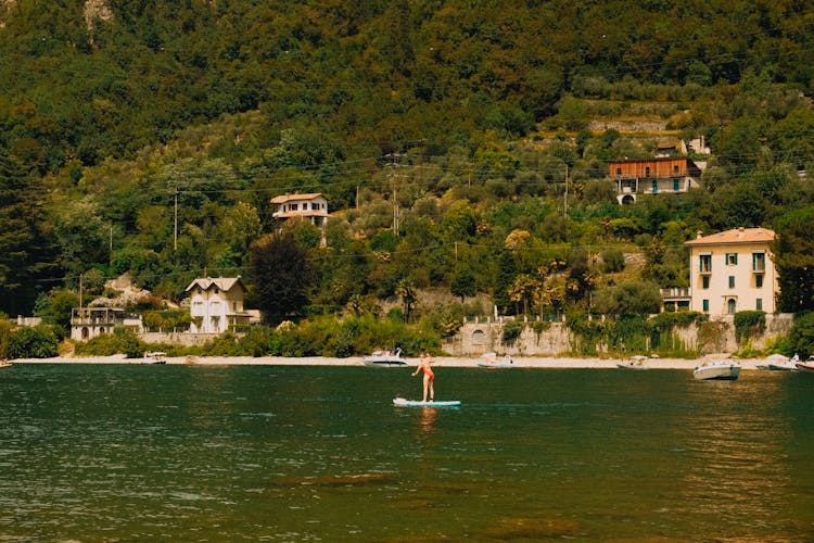 A Woman Paddleboarding