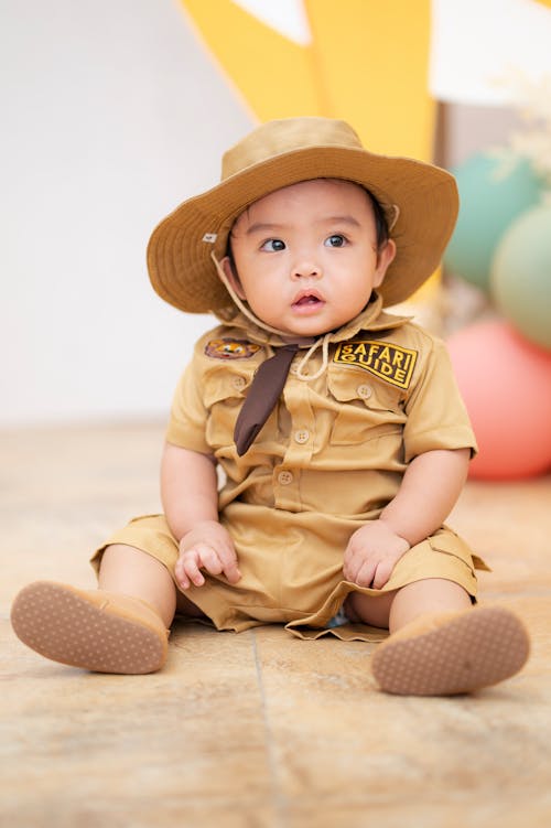 Baby Boy Dressed in a Safari Guide Costume 