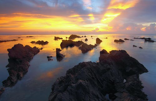 Formazione Rocciosa Da Seat Durante Il Tramonto