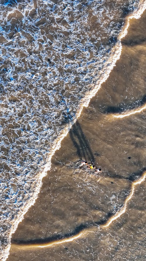 Drone Shot of People at the Beach