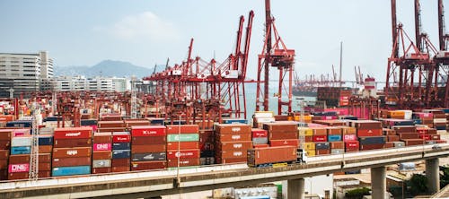 Foto stok gratis alat berat, Hongkong, pelabuhan kontainer