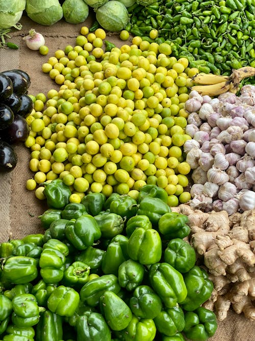 A Close-Up Shot of Sorted Fruits and Vegetables
