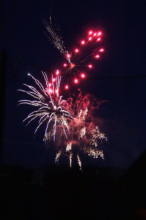 Fireworks Display in the Night Sky 