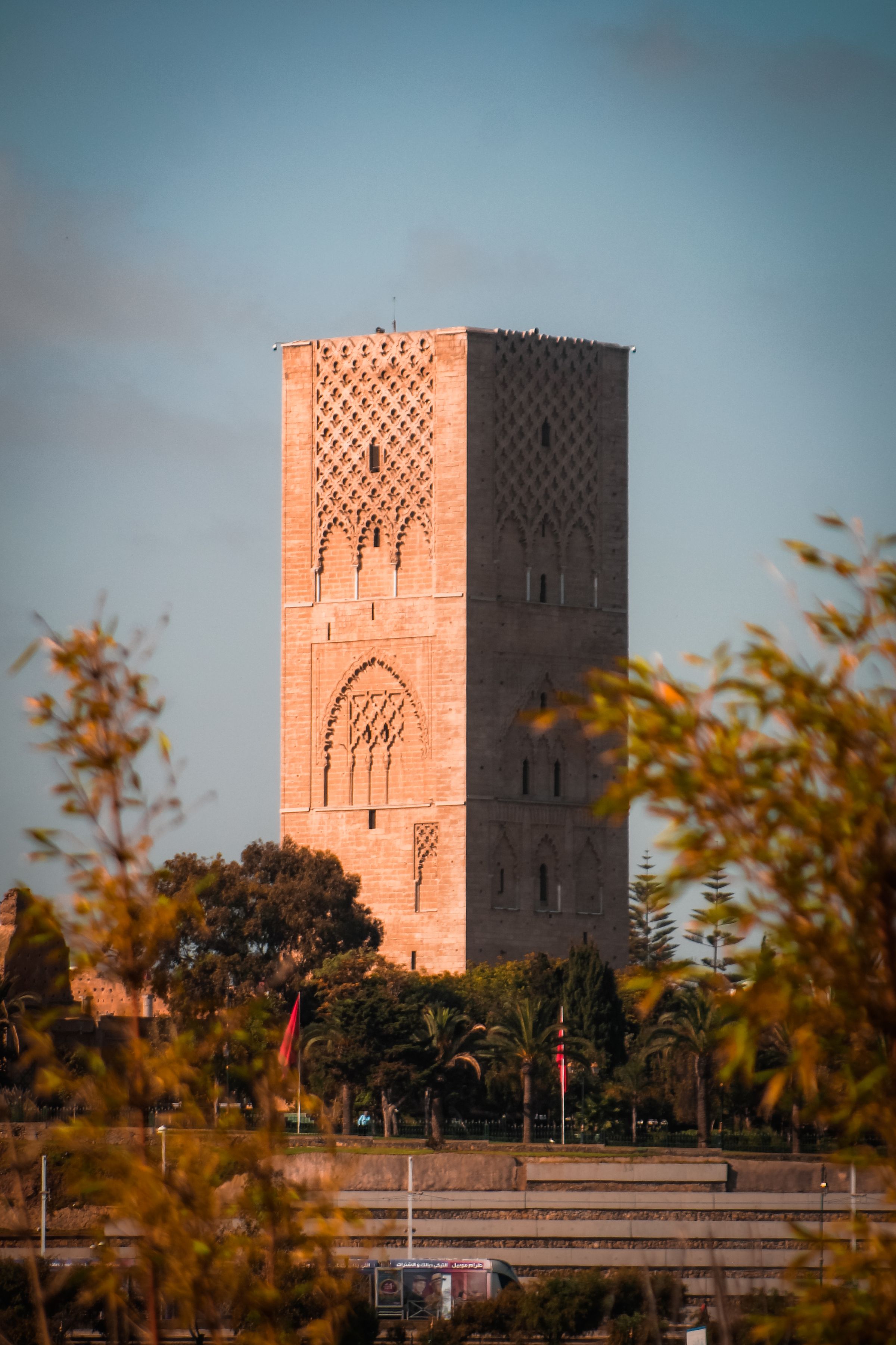 Hassan Tower in warm light — في المغرب