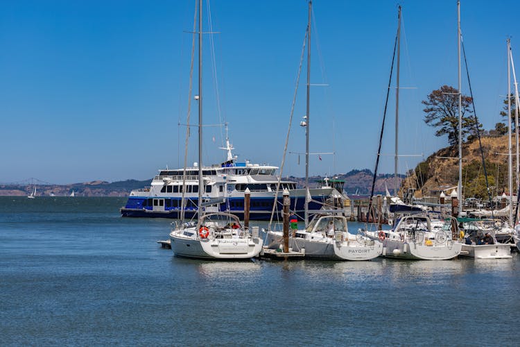 Yachts Docked On A Marina Bay