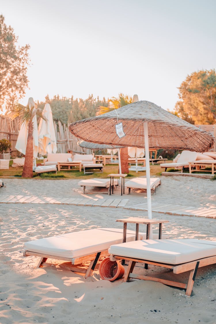 Sun Loungers In Tourist Resort