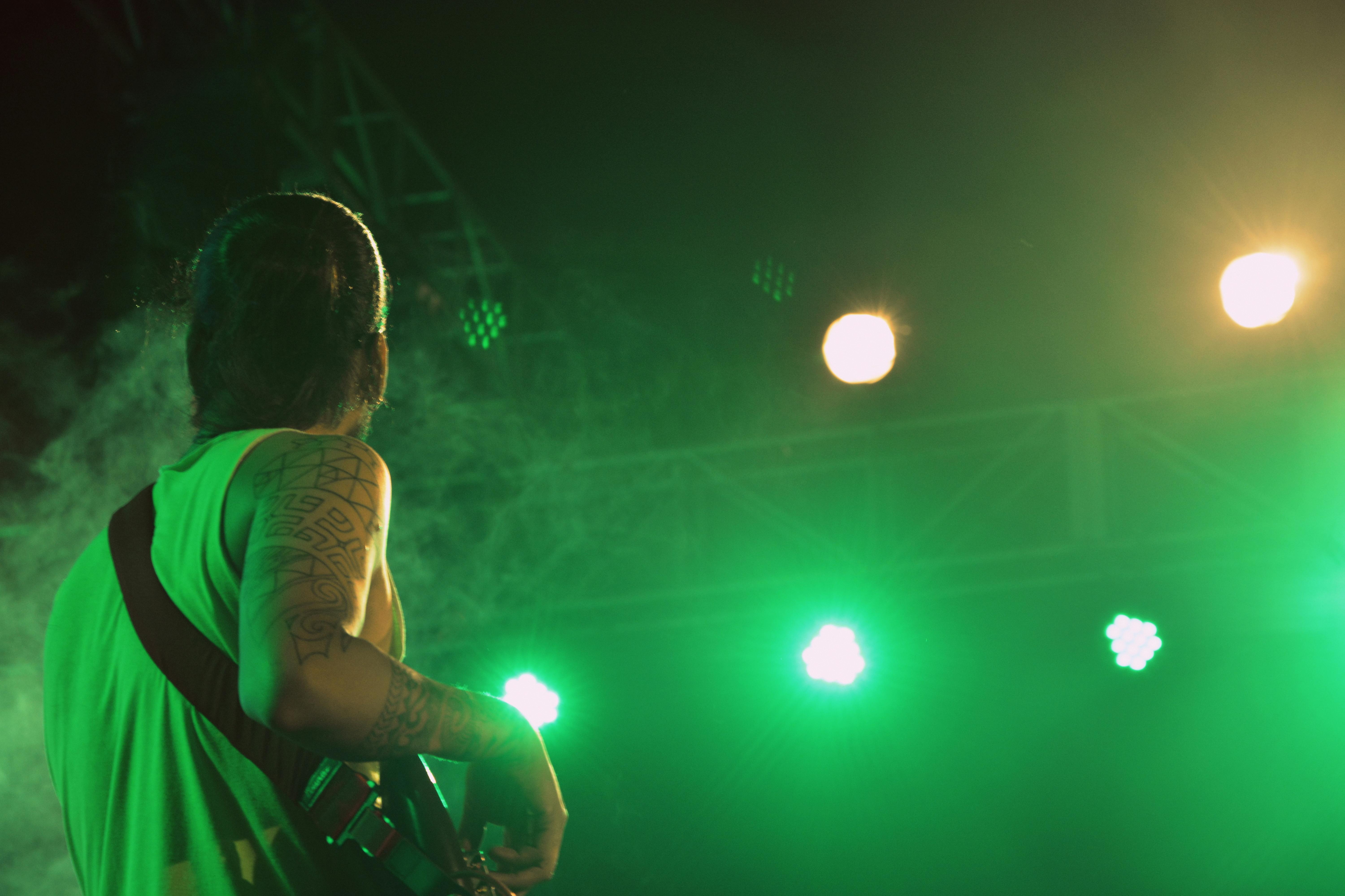Free stock photo of green, guitar, live on stage