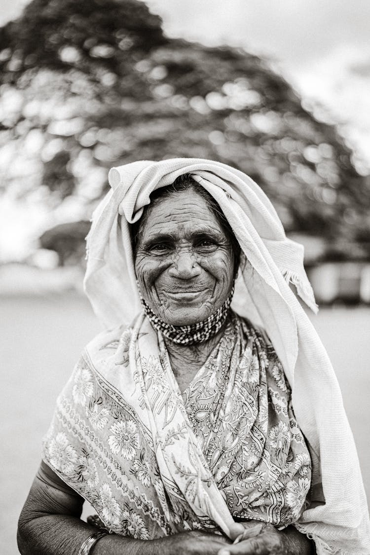 Grayscale Photo Of Elderly Woman 