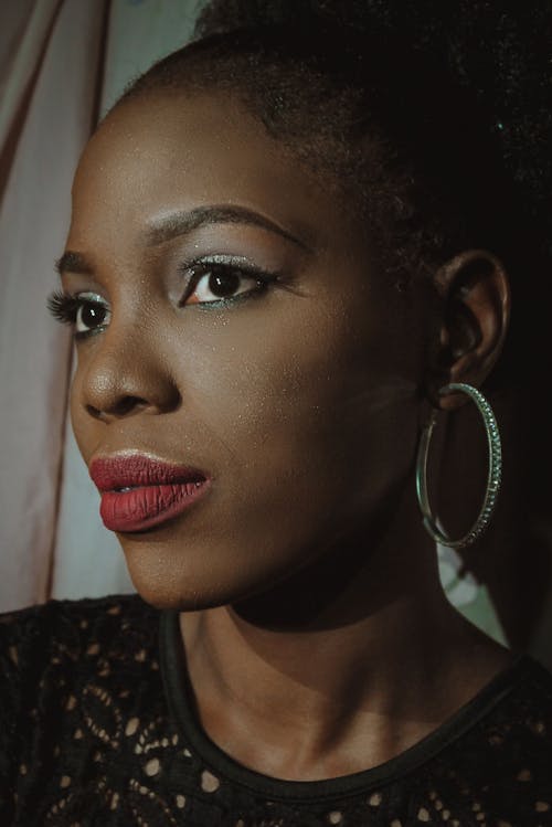 Ingyenes stockfotó afro-amerikai nő, álló kép, csillogó smink témában