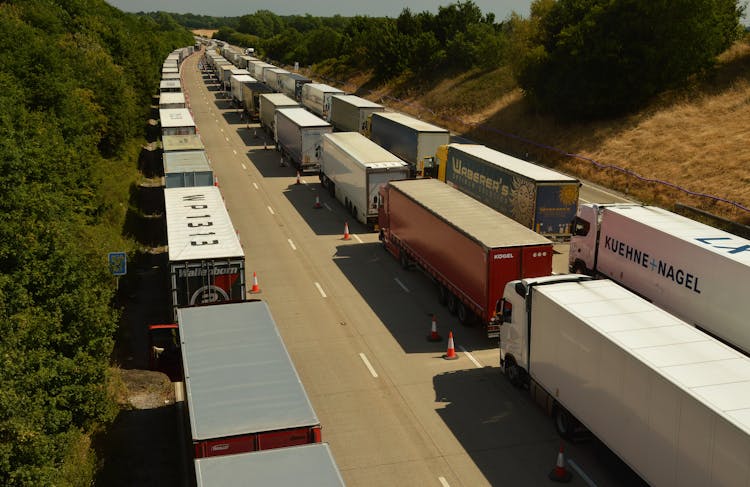 Trailer Trucks On The Road