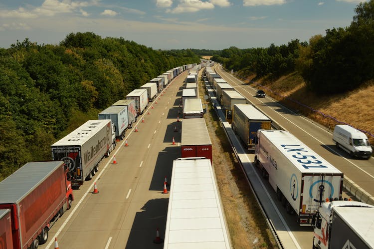 Trucks Travelling On A Highway