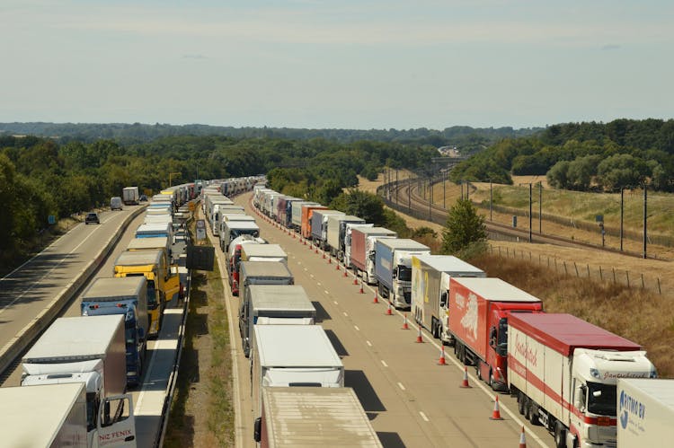 Trucks Travelling On A Highway