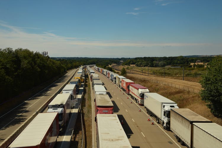 Trucks Travelling On A Highway