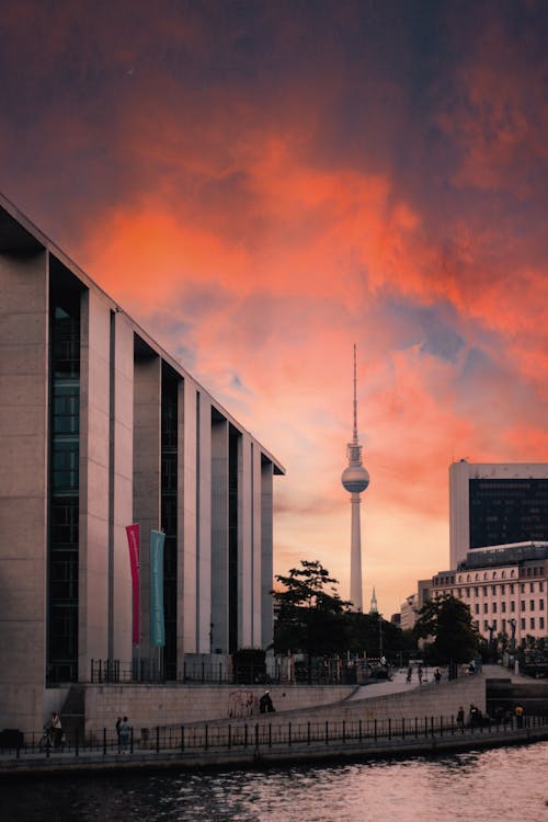 Free The Berlin Television Tower Under the Dramatic Sky Stock Photo