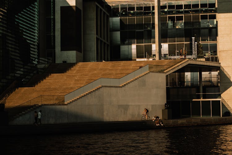 Big Stairs Leading To University Contemporary Building