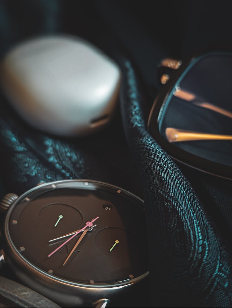 Close-up Of Wristwatch On Fabric