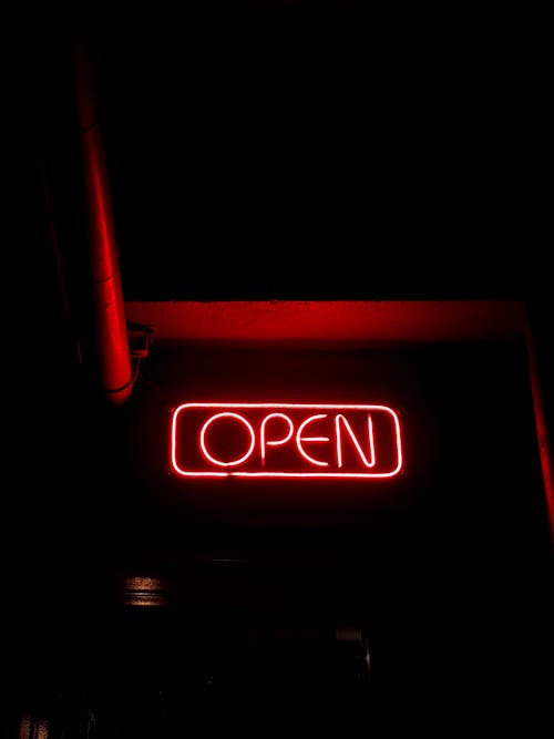Open Neon Signage