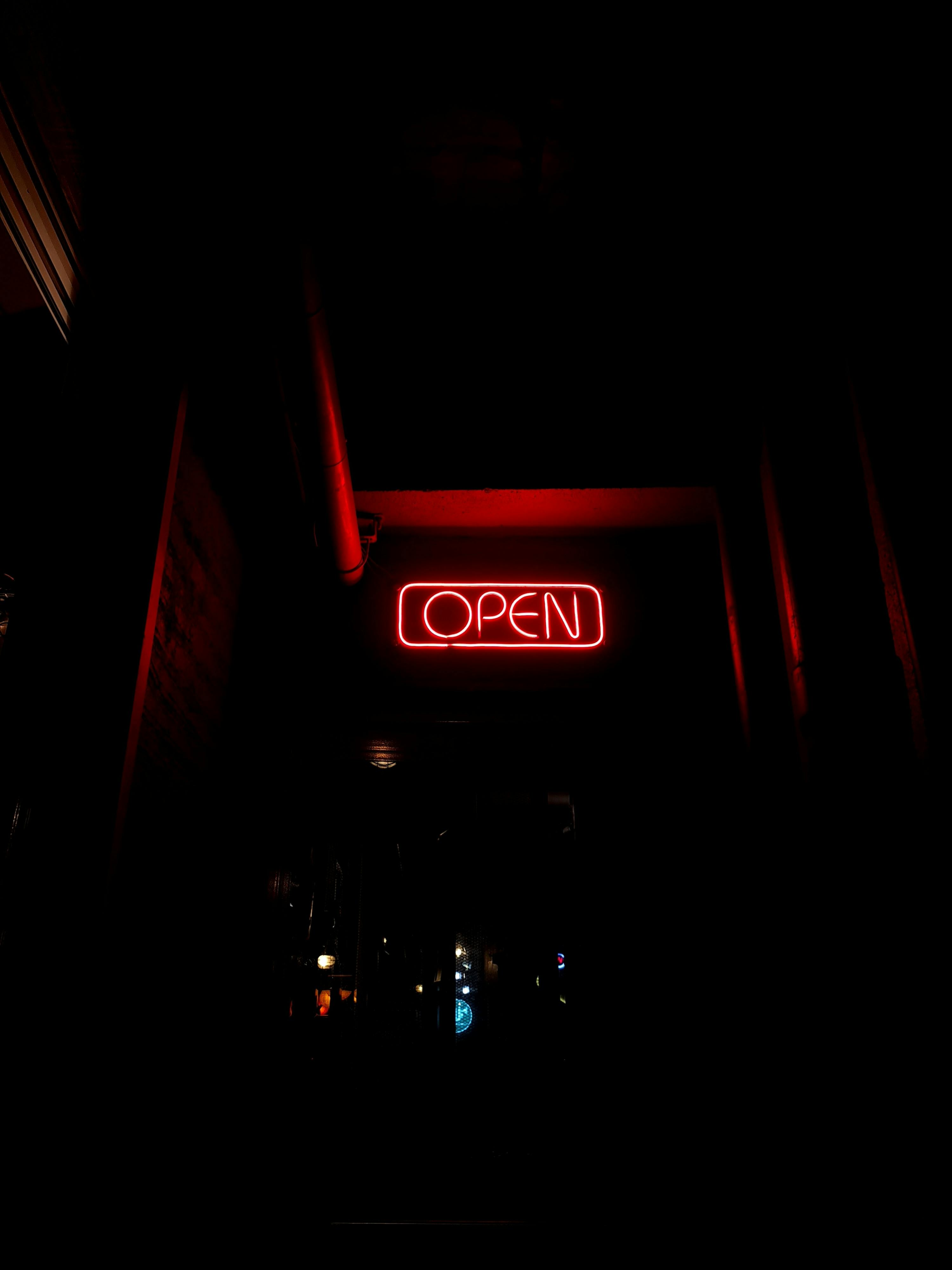 Yellow and Teal Open Neon Signage · Free Stock Photo