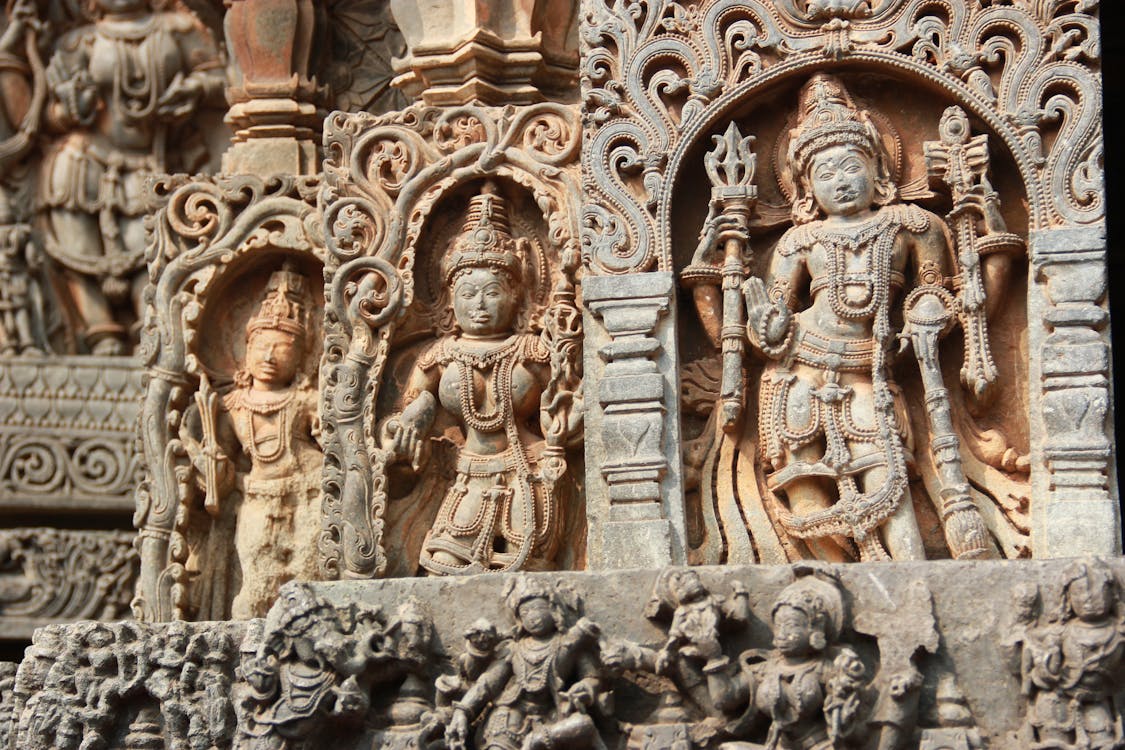 Carvings on Wall of an Ancient Temple