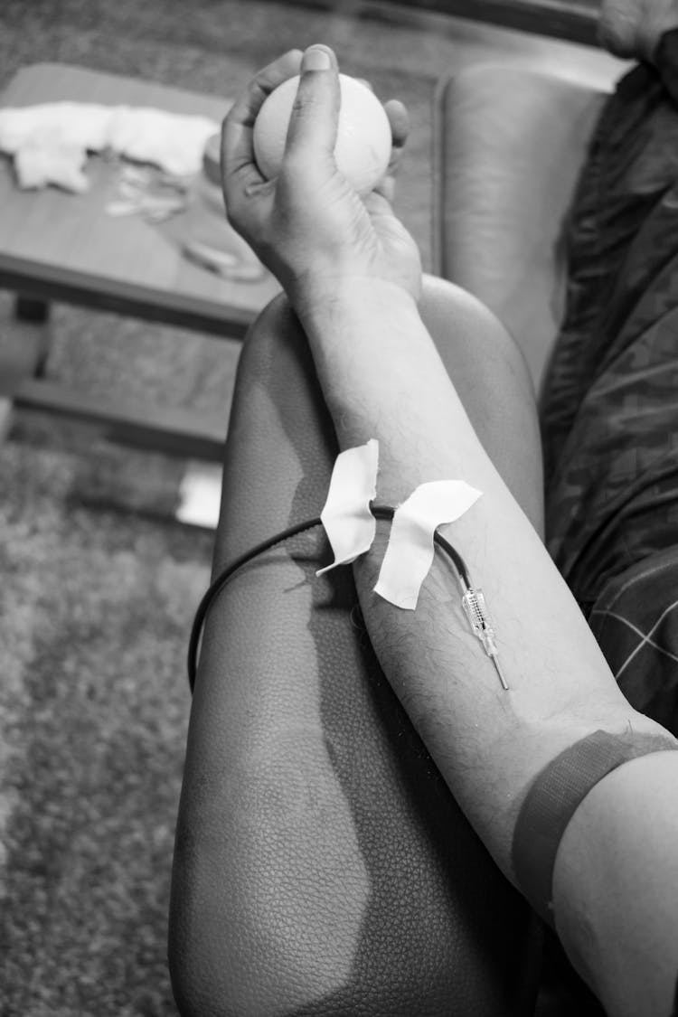 Man Donating Blood In Hospital