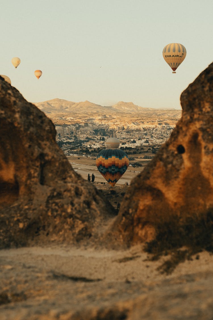 Hot Air Balloons Above Desert