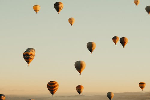 Hot Air Balloons in the Sky at Sunset