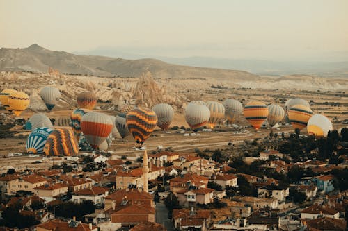 Hot Air Balloons and Town