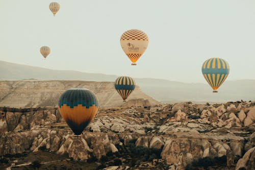 Hot Air Balloons Flying in Sky 