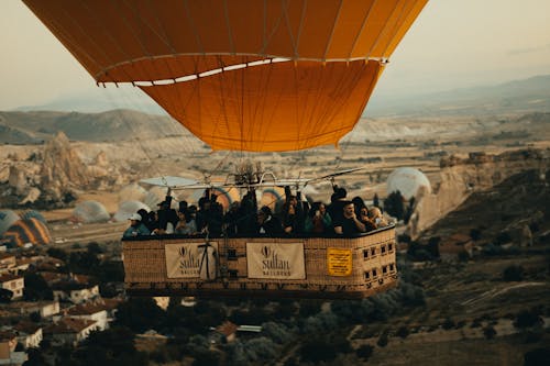 People Riding a Hot Air Balloon
