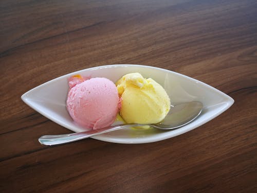 Ice Cream on a Bowl with Spoon