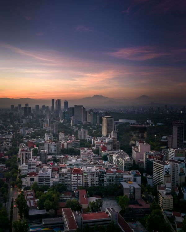Aerial View of Mexico City Skyline During Sunset · Free Stock Photo