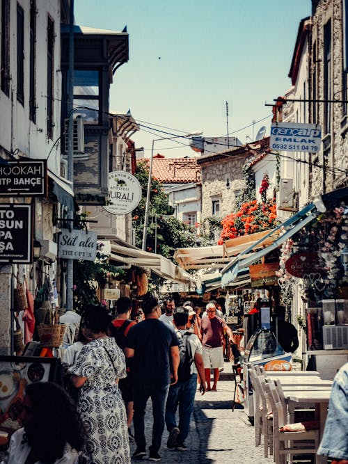 Crowd on a Narrow Street Market